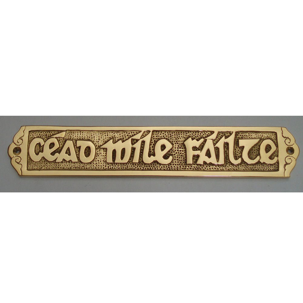 Large Brass Céad Míle Fáilte Door Plate - The Celtic Gift Store - Decor