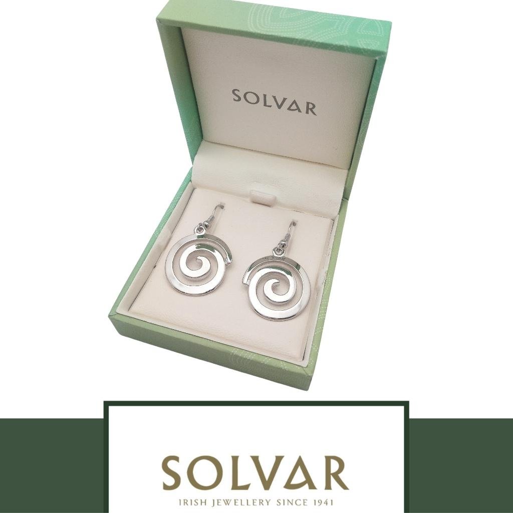 Large Silver Celtic Spiral Drop Earrings