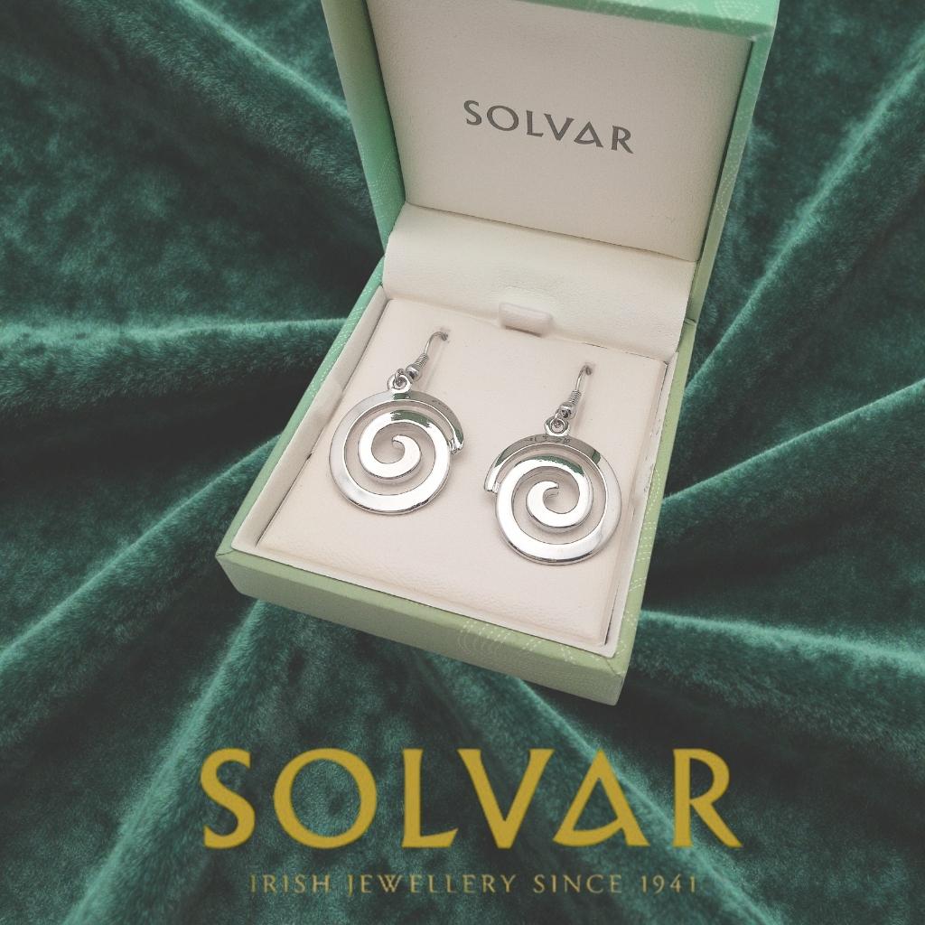 Large Silver Celtic Spiral Drop Earrings