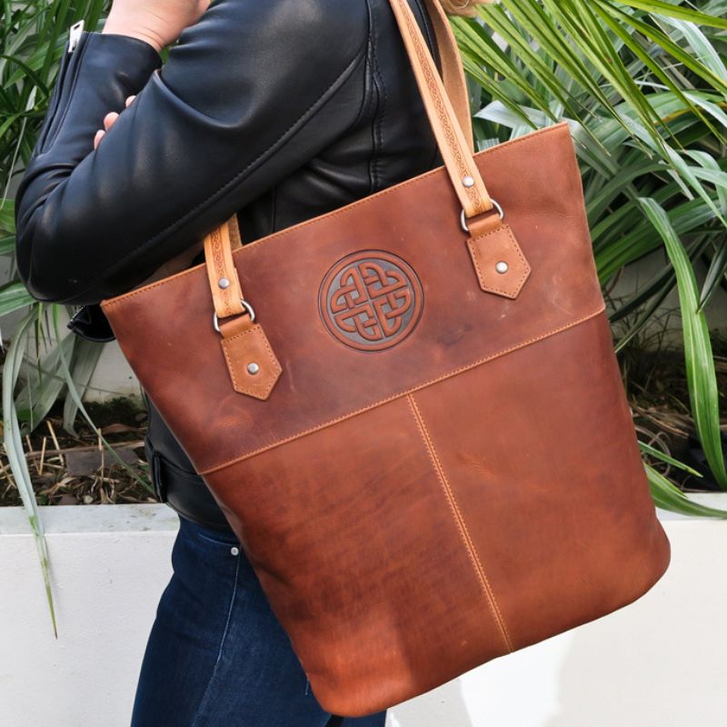 Lee River Large Celtic Leather Tote Bag