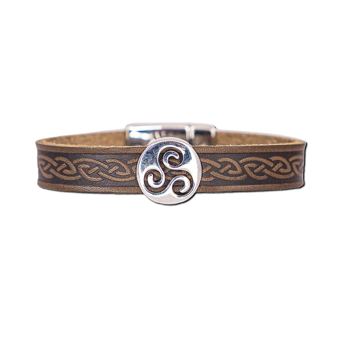 Lee River Triskele Leather Cuff Bracelet - The Celtic Gift Store - bracelets