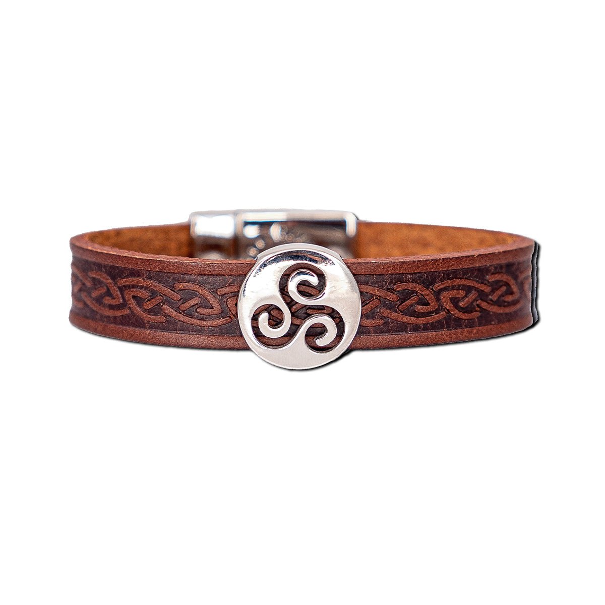 Lee River Triskele Leather Cuff Bracelet - The Celtic Gift Store - bracelets