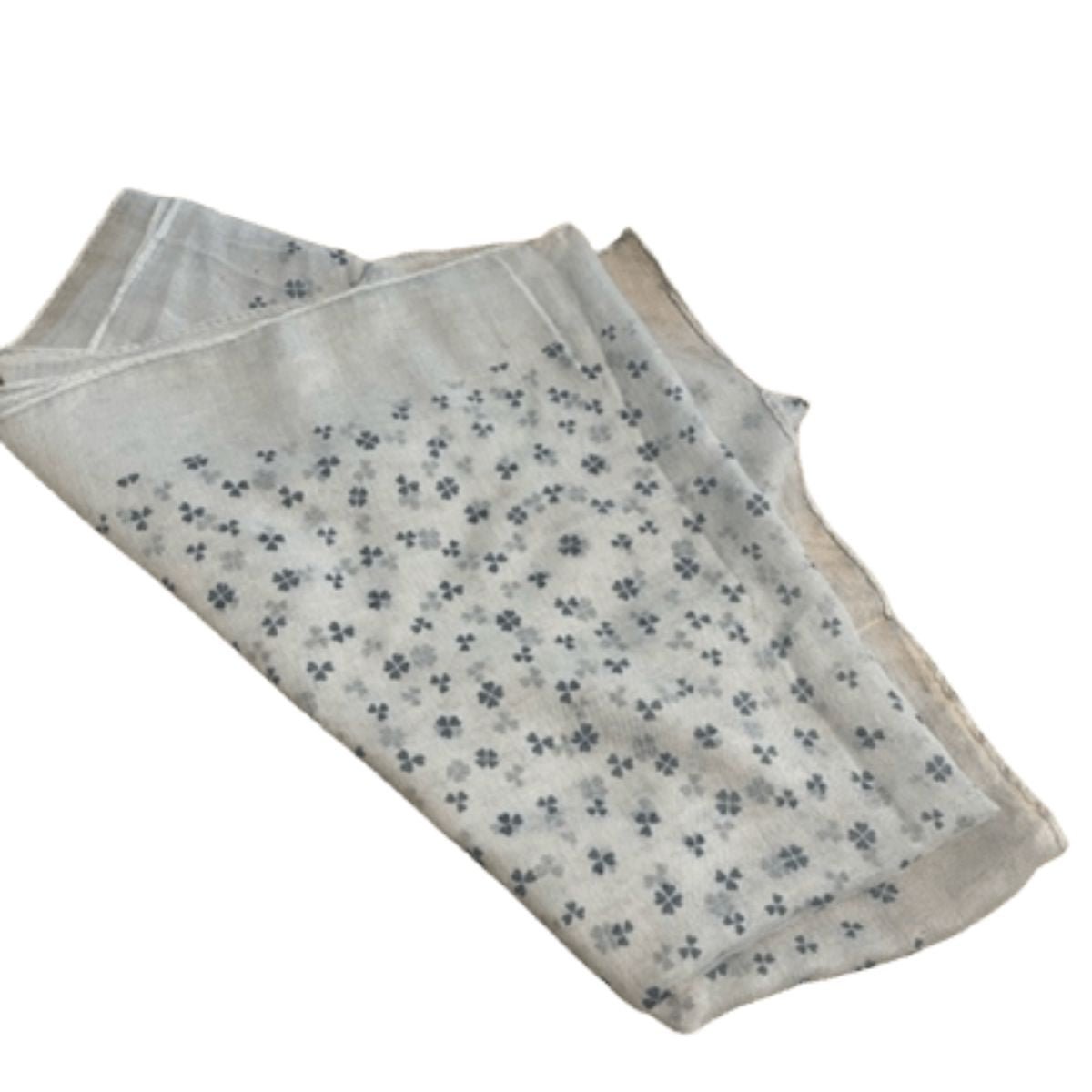 Light Summer Scarf with Shamrock Print White/Grey
