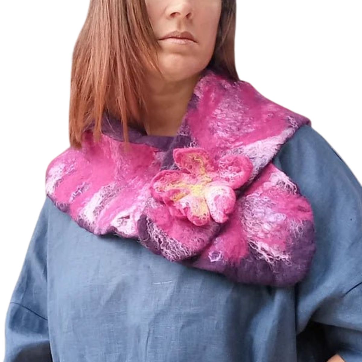 Lux Flower Collar Scarf Purple