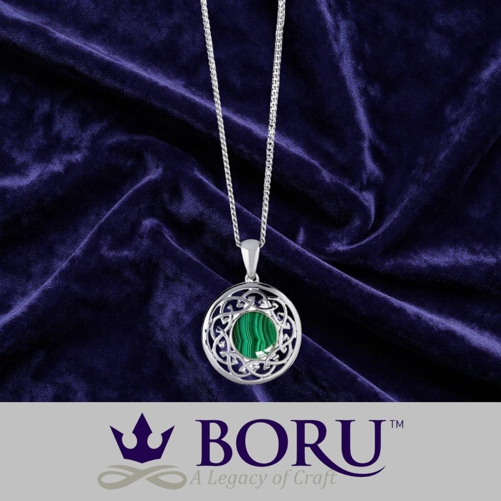 Malachite and Sterling Silver Celtic Knot Necklace