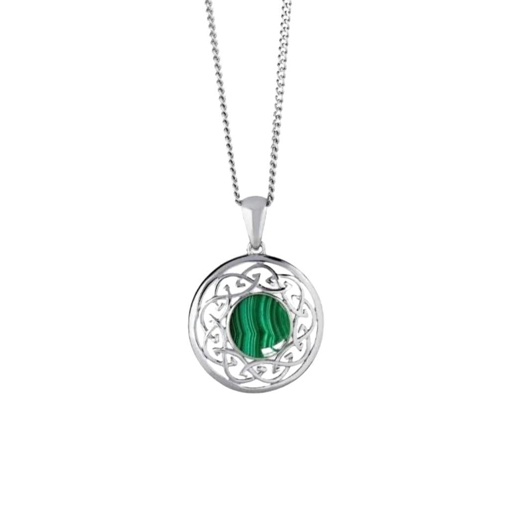 Malachite and Sterling Silver Celtic Knot Necklace