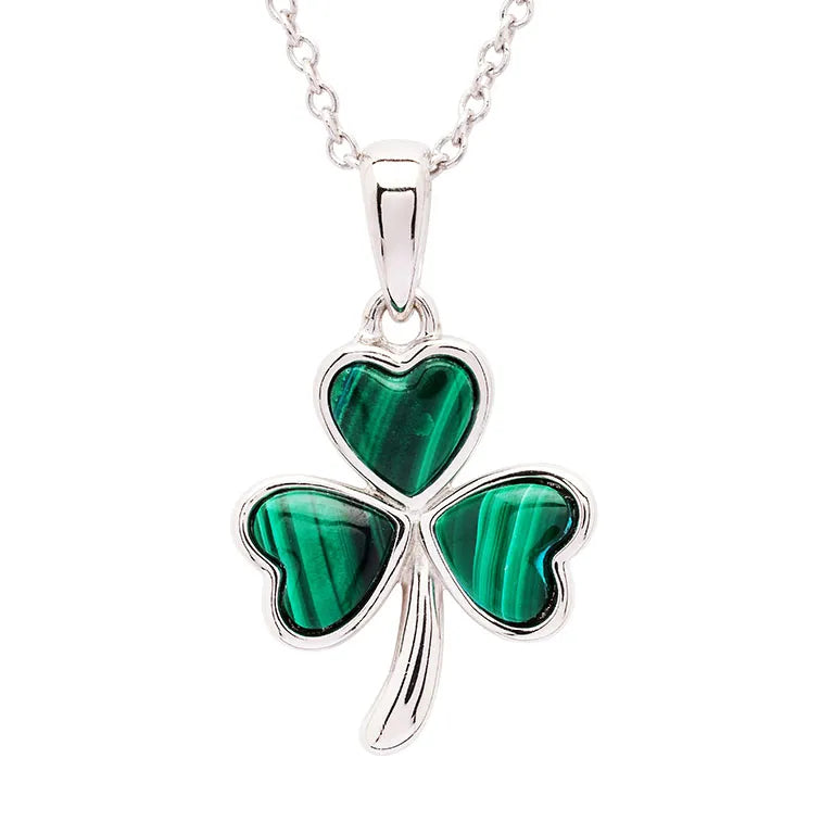 Sterling Silver Malachite Shamrock Necklace