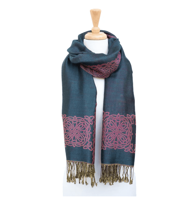 Mary Celtic Knot Reversible Scarf - Teal/Pink - The Celtic Gift Store - Scarves & Shawls