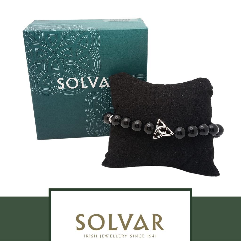 Men's Black Bead Trinity Knot Bracelet by Solvar Jewelry - Bracelets