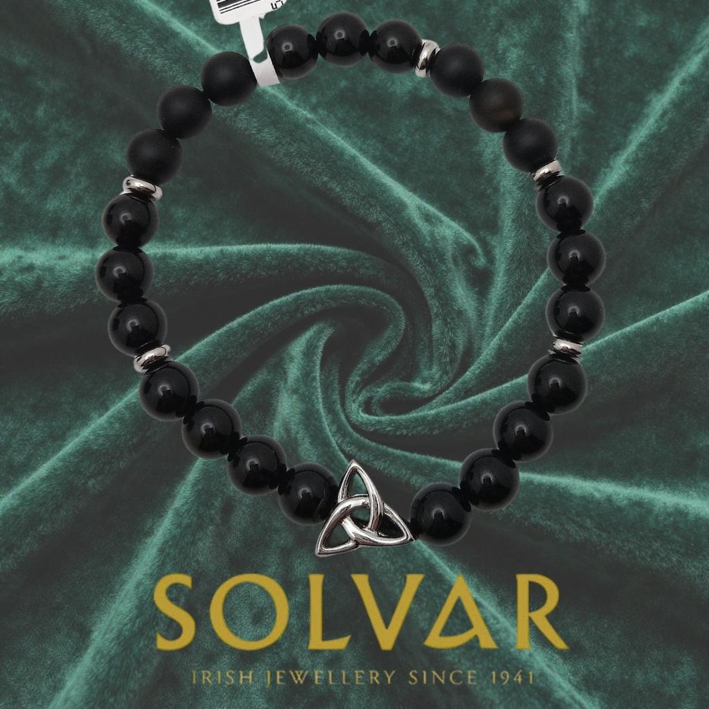 Men's Black Bead Trinity Knot Bracelet by Solvar Jewelry - Bracelets