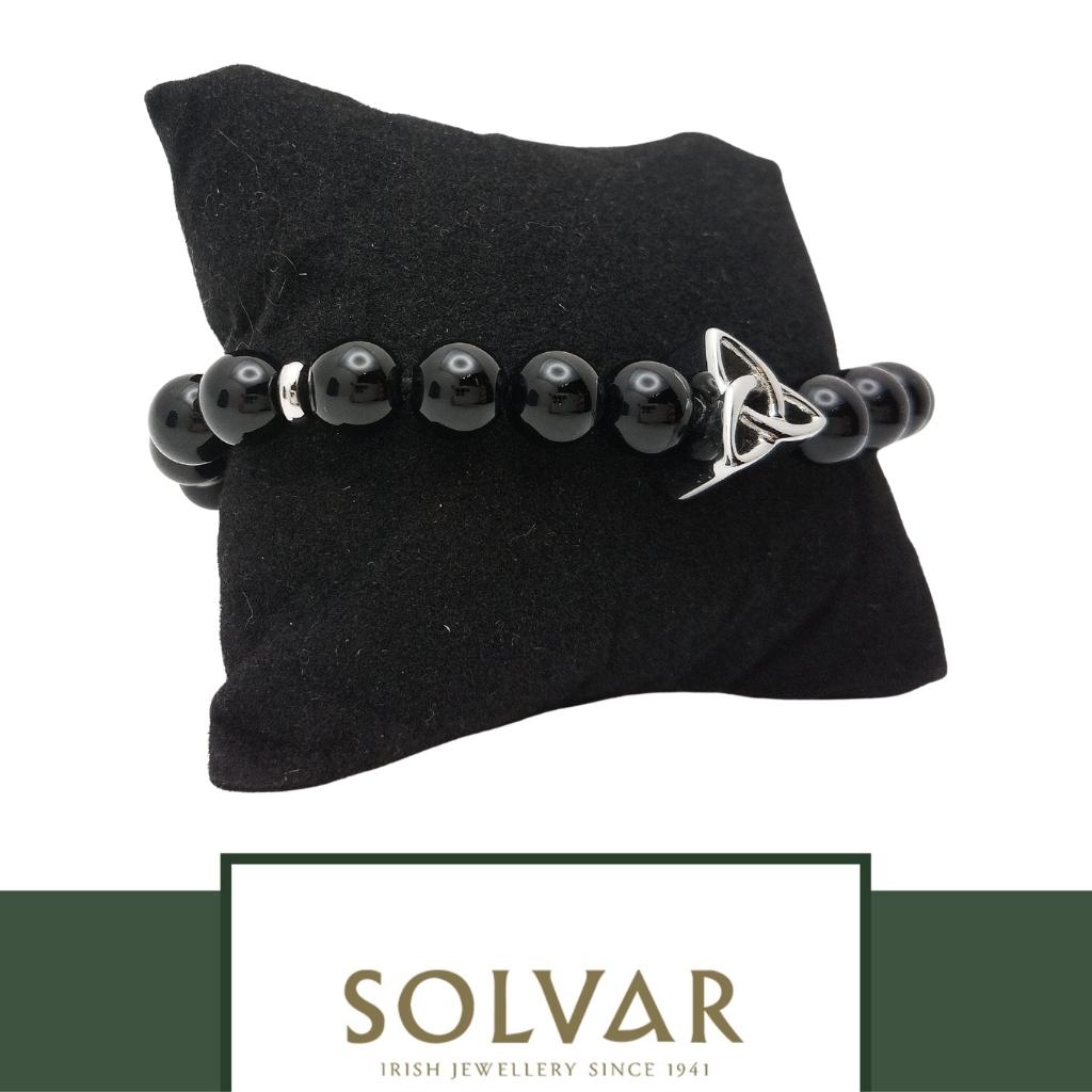 Men's Black Bead Trinity Knot Bracelet by Solvar Jewelry - Bracelets