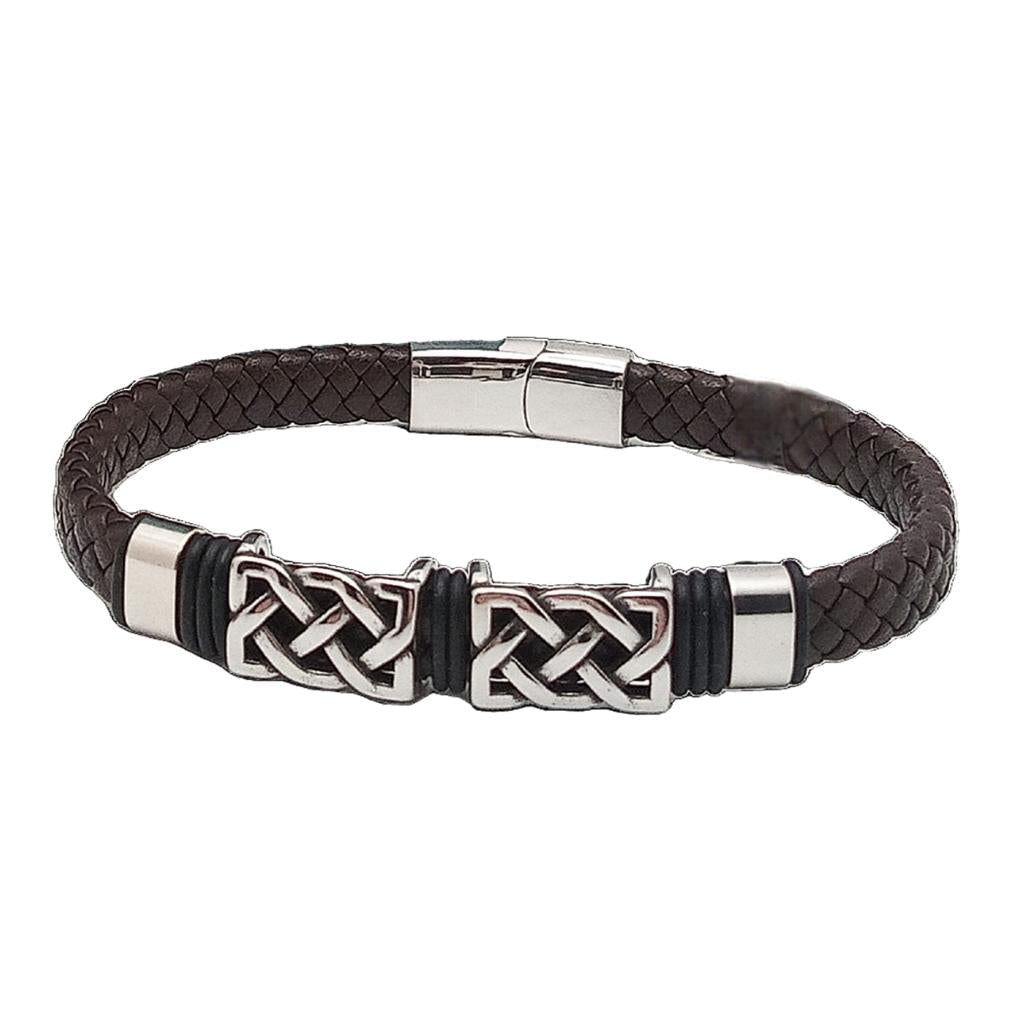 Men's Brown Leather Celtic Knot Bracelet by Solvar Jewelry - Bracelets