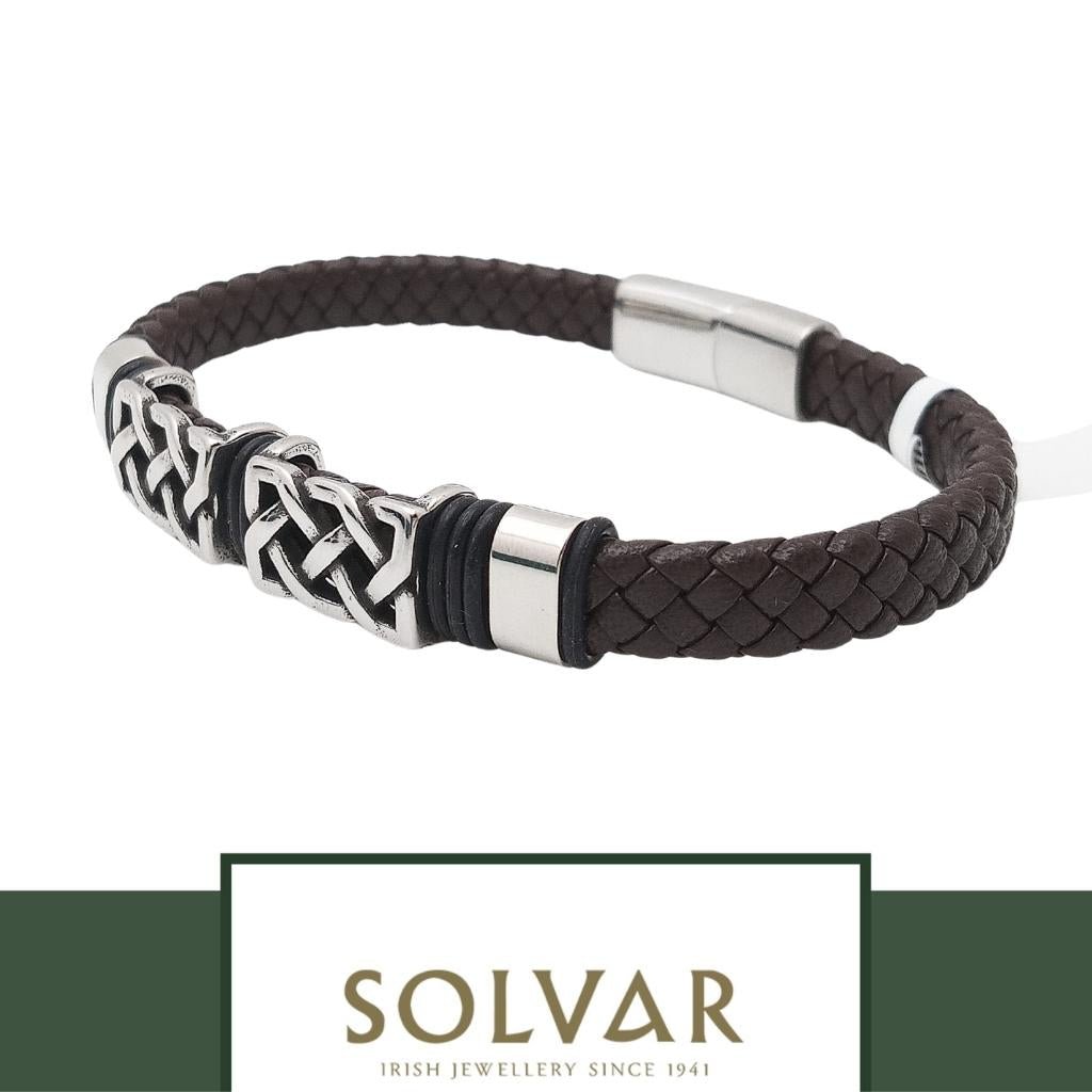 Men's Brown Leather Celtic Knot Bracelet by Solvar Jewelry - Bracelets