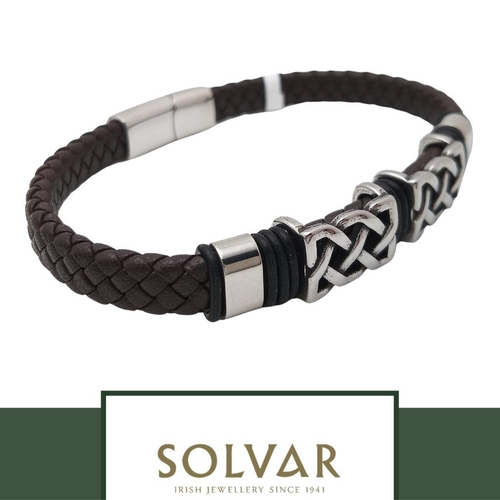 Men's Brown Leather Celtic Knot Bracelet by Solvar Jewelry - Bracelets