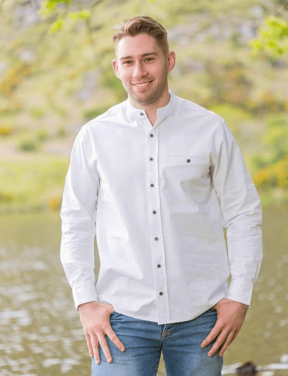 Men's Comfort Cotton Grandfather Shirt - White - The Celtic Gift Store - Clothing