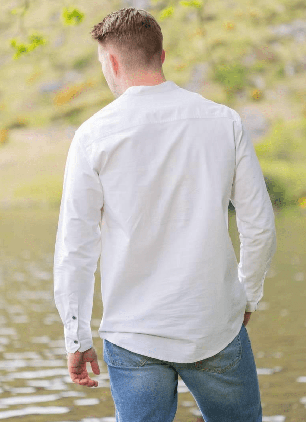Men's Comfort Cotton Grandfather Shirt - White - The Celtic Gift Store - Clothing