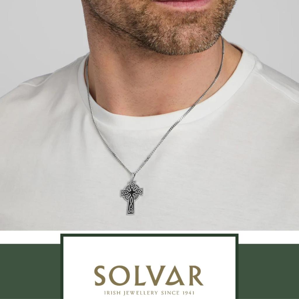 Men's Double Sided Oxidized Sterling Silver Celtic Cross