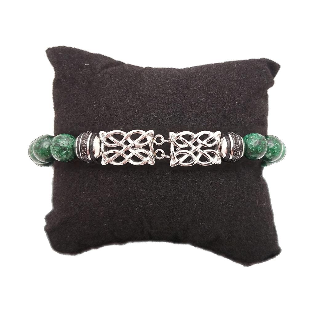 Men's Green Bead Celtic Knotwork Bracelet by Solvar Jewelry - Bracelets