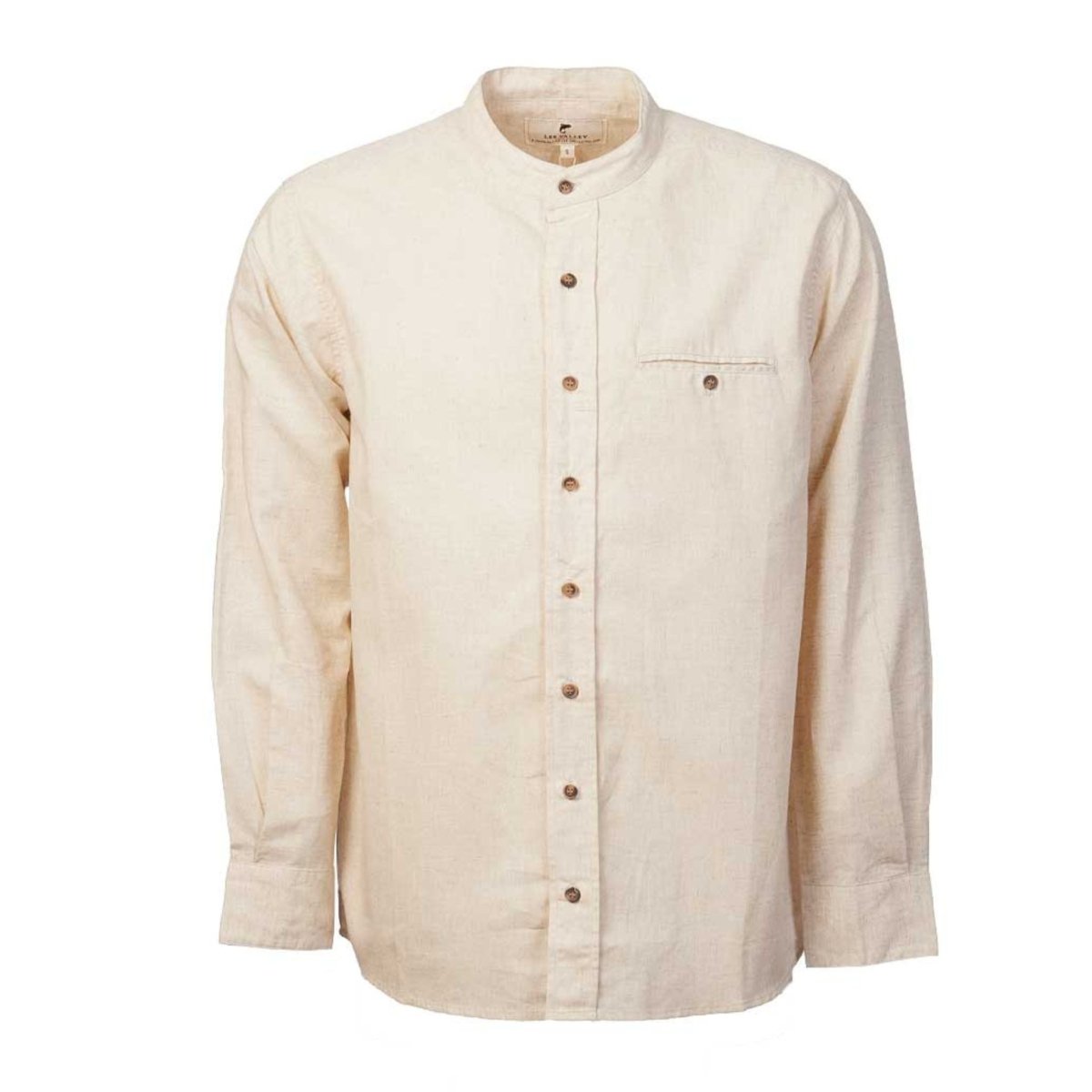Men's Irish Collarless Linen Grandad Shirt - Natural Beige - The Celtic Gift Store - Mens