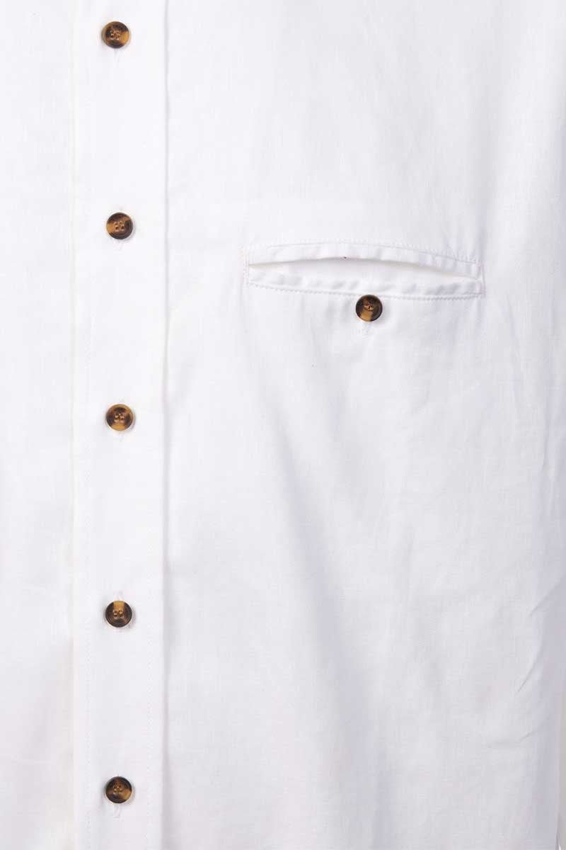 Men's Irish Collarless Linen Grandfather Shirt - Bleach White - The Celtic Gift Store - Clothing