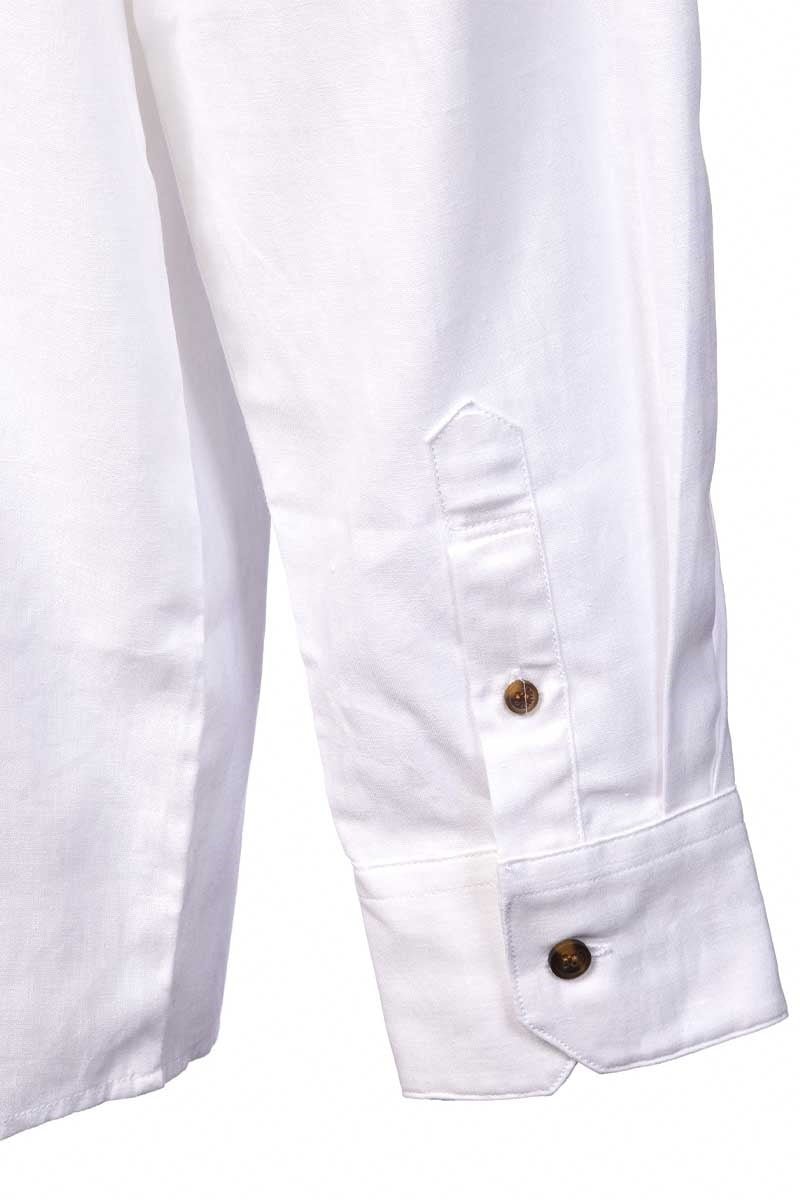 Men's Irish Collarless Linen Grandfather Shirt - Bleach White - The Celtic Gift Store - Clothing