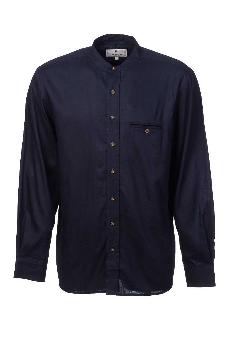Men's Irish Collarless Linen Grandfather Shirt - Navy - The Celtic Gift Store - Clothing