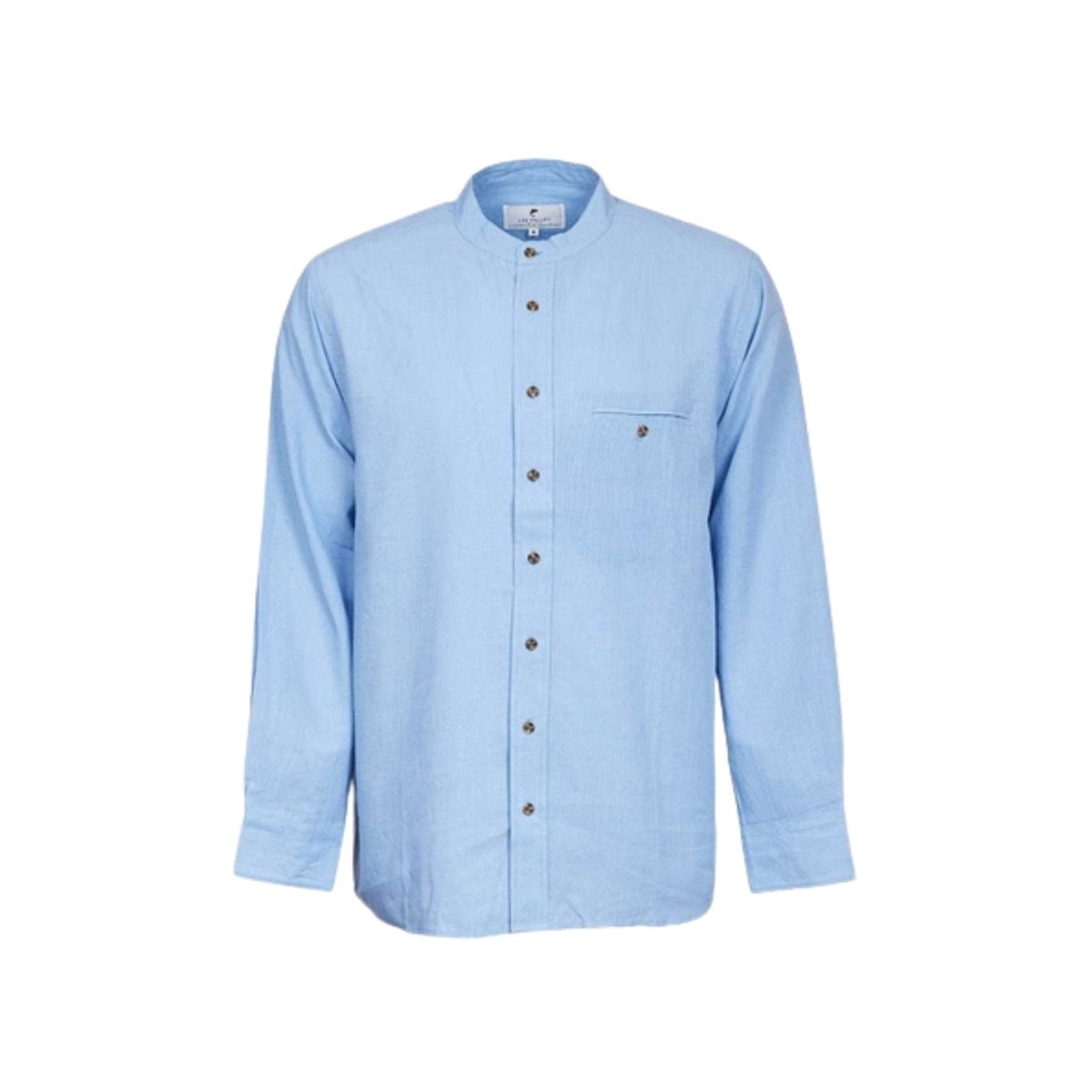 Men's Irish Collarless Linen Grandfather Shirt - Sky Blue