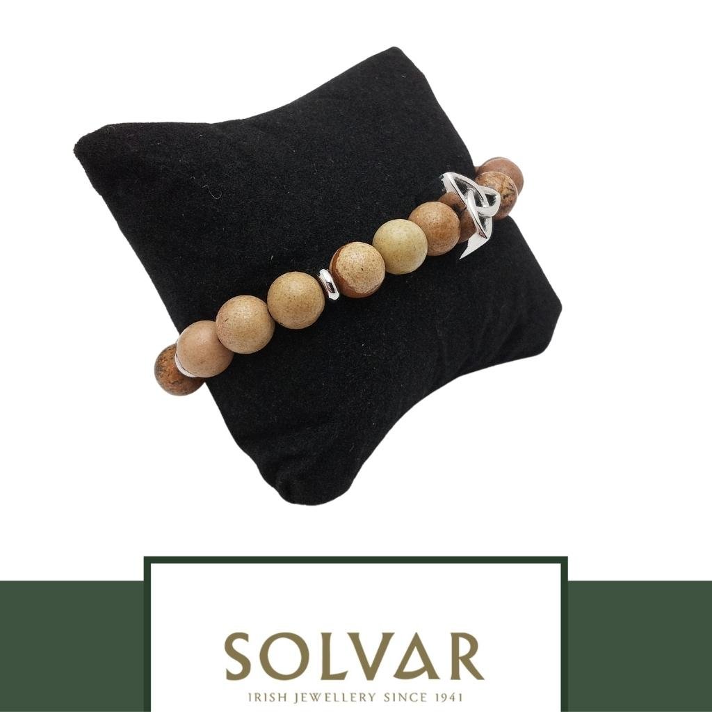 Men's Jasper Bead Trinity Knot Bracelet by Solvar Jewelry - Bracelets