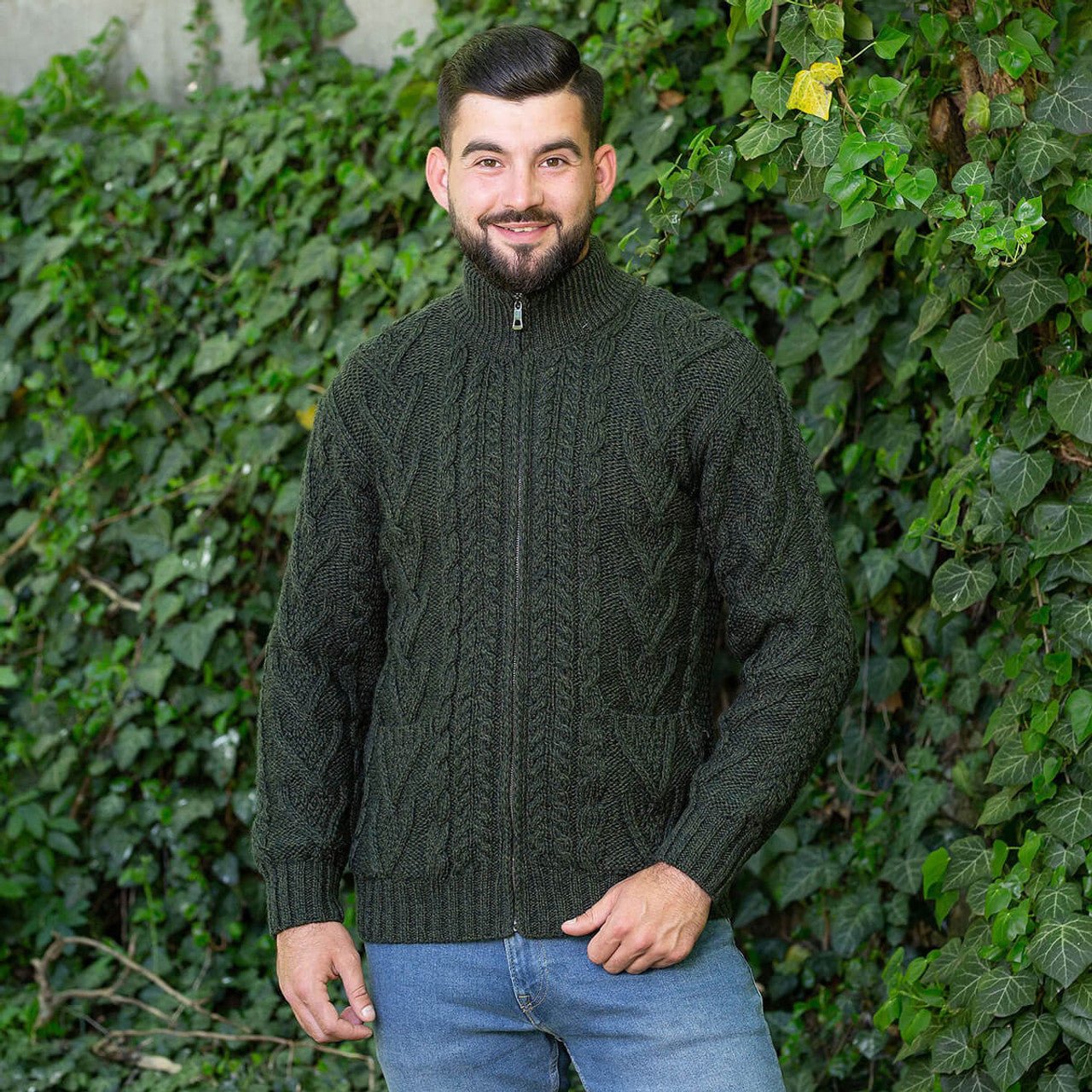 Mens Marino Wool Zipper Cardigan - The Celtic Gift Store - Clothing