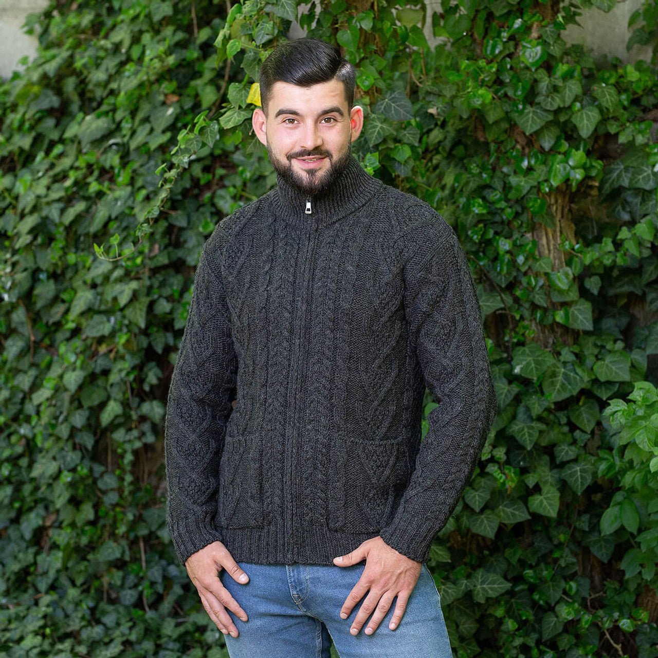 Mens Marino Wool Zipper Cardigan - The Celtic Gift Store - Clothing