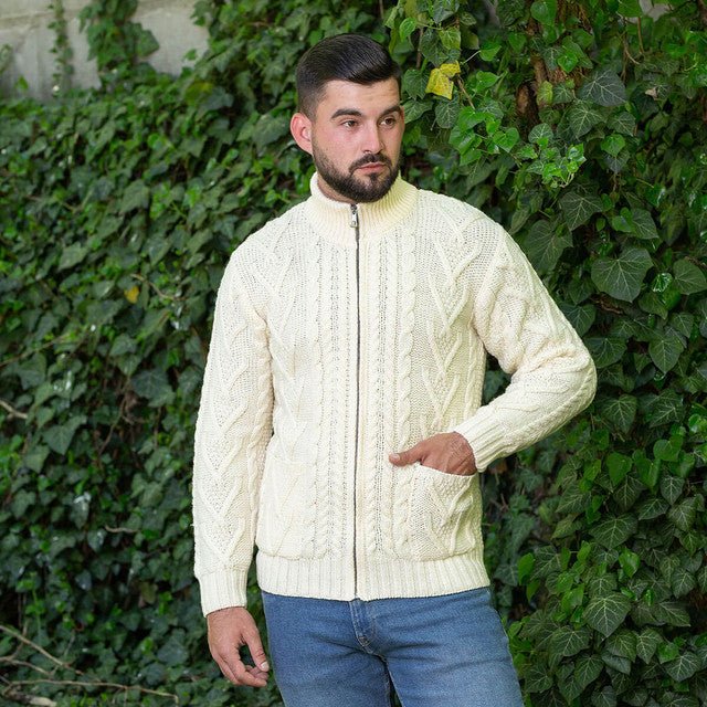 Mens Marino Wool Zipper Cardigan - The Celtic Gift Store - Clothing