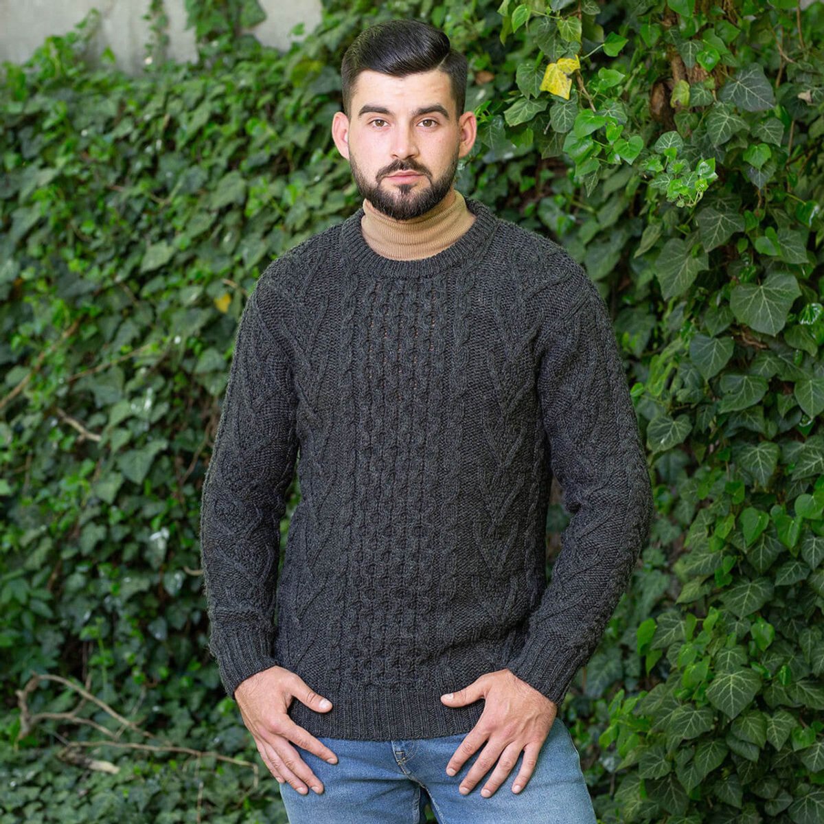 Mens Merino Aran Sweater - The Celtic Gift Store - 