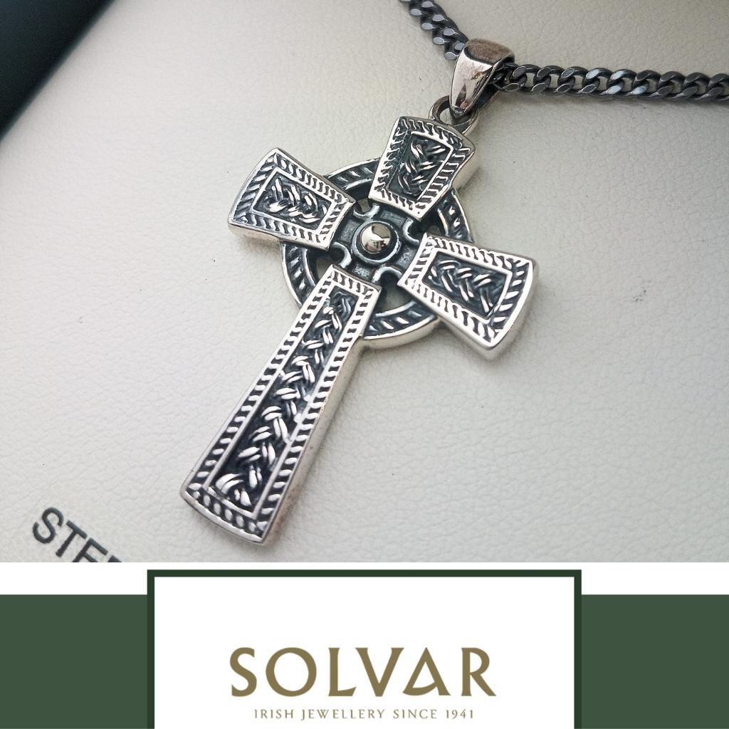 Men's Oxidized Sterling Silver Celtic Cross