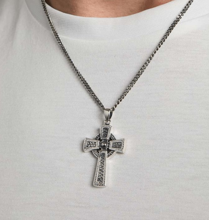 Men's Oxidized Sterling Silver Celtic Cross - The Celtic Gift Store - Necklaces