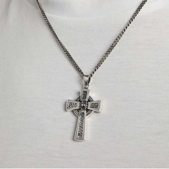 Men's Oxidized Sterling Silver Celtic Cross - The Celtic Gift Store - Necklaces