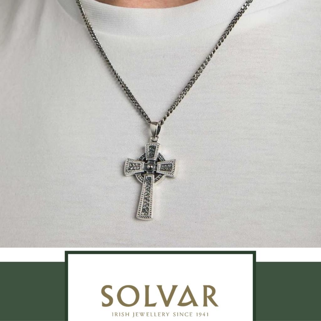 Men's Oxidized Sterling Silver Celtic Cross