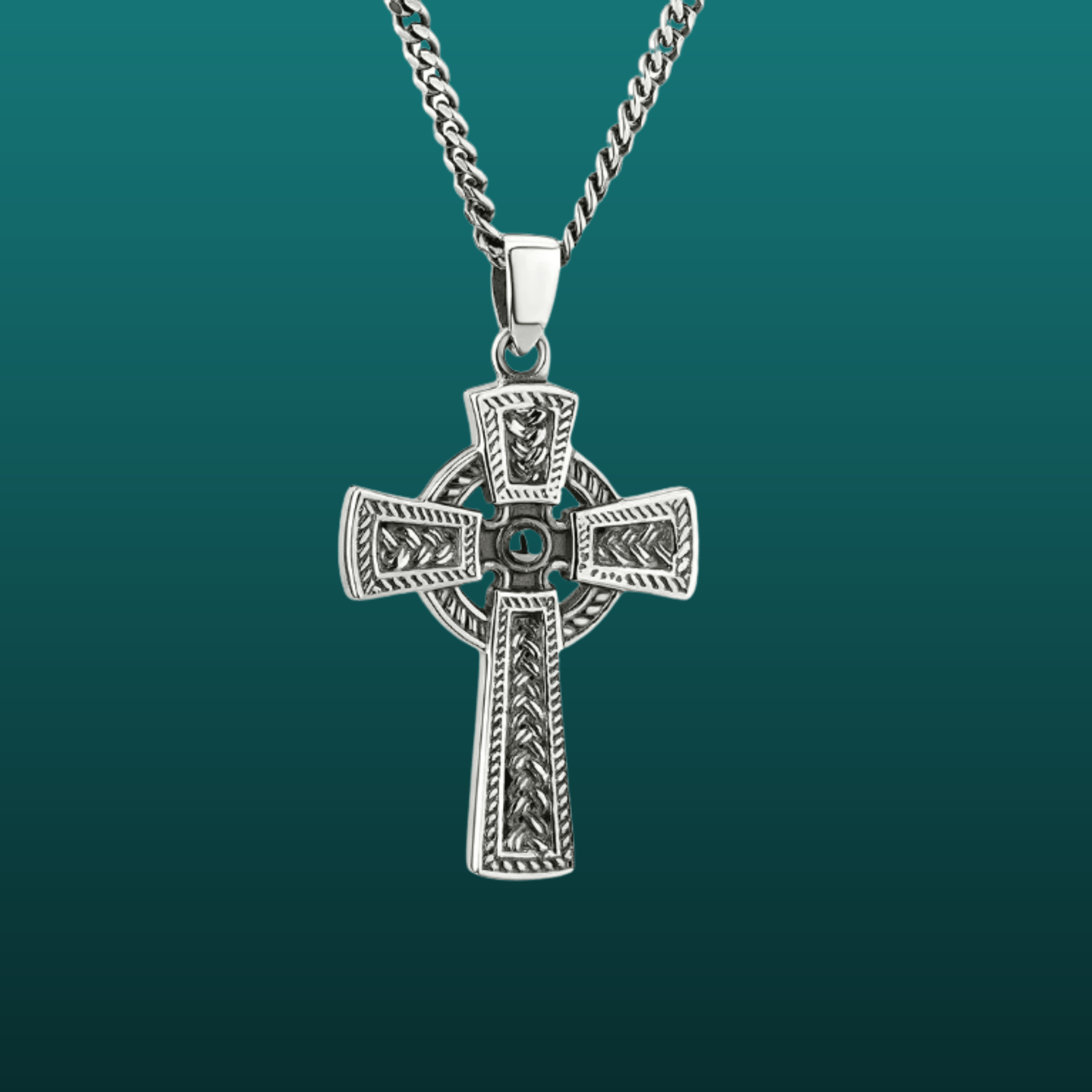 Men's Oxidized Sterling Silver Celtic Cross - The Celtic Gift Store - Necklaces