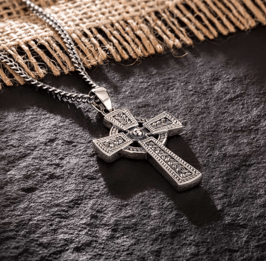 Men's Oxidized Sterling Silver Celtic Cross - The Celtic Gift Store - Necklaces