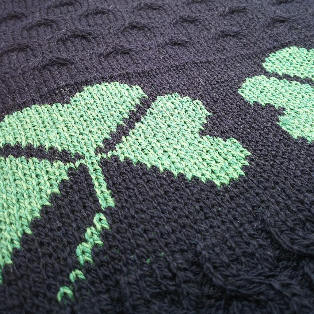 Merino Wool Aran Shamrock Throw - Navy by Aran Woollen Mills - Blankets and Bedding