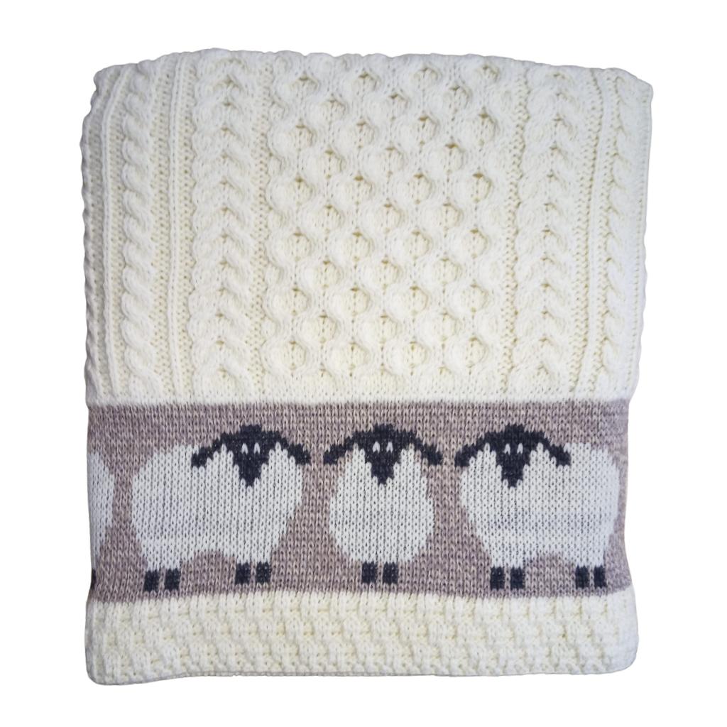 Merino Wool Sheep Throw- Oat/White