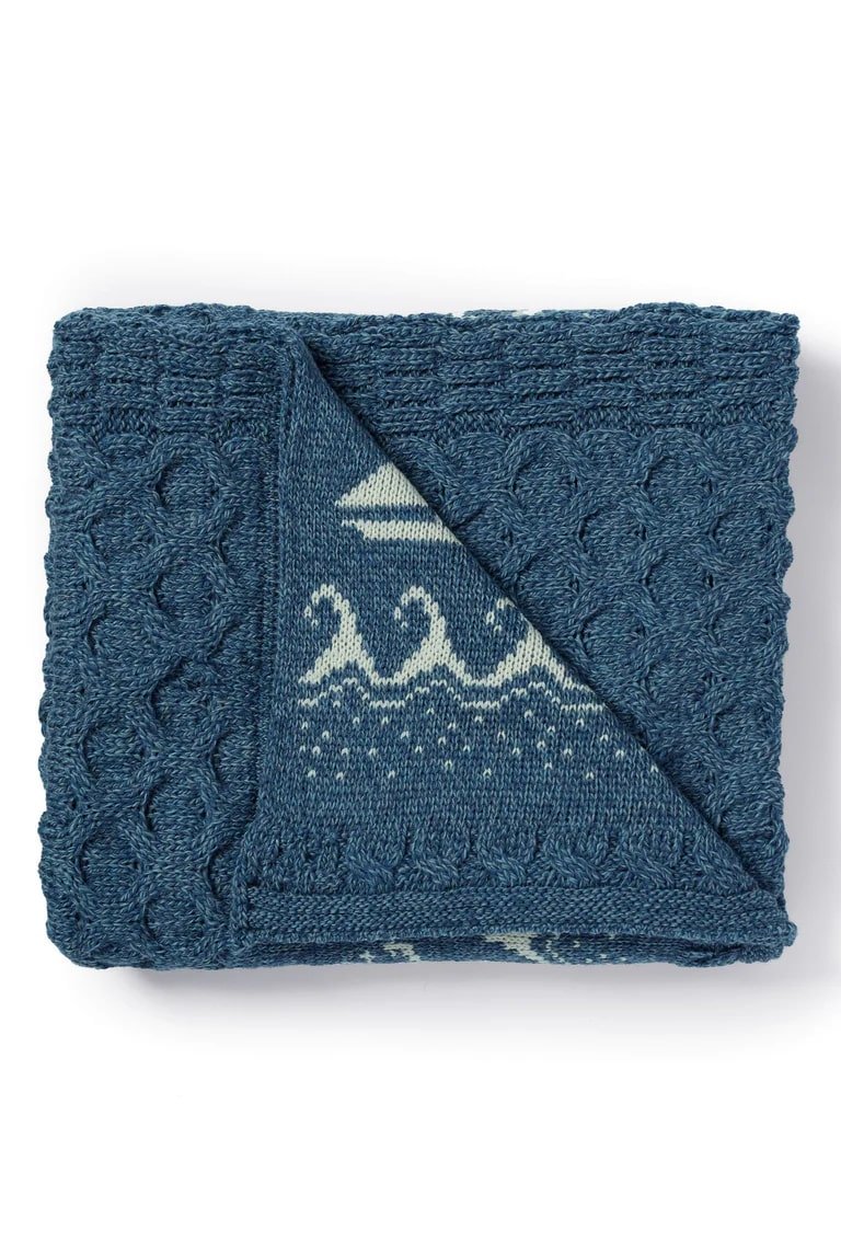 Merino Wool Wild Atlantic Throw - Denim Blue - The Celtic Gift Store - Blankets and Bedding