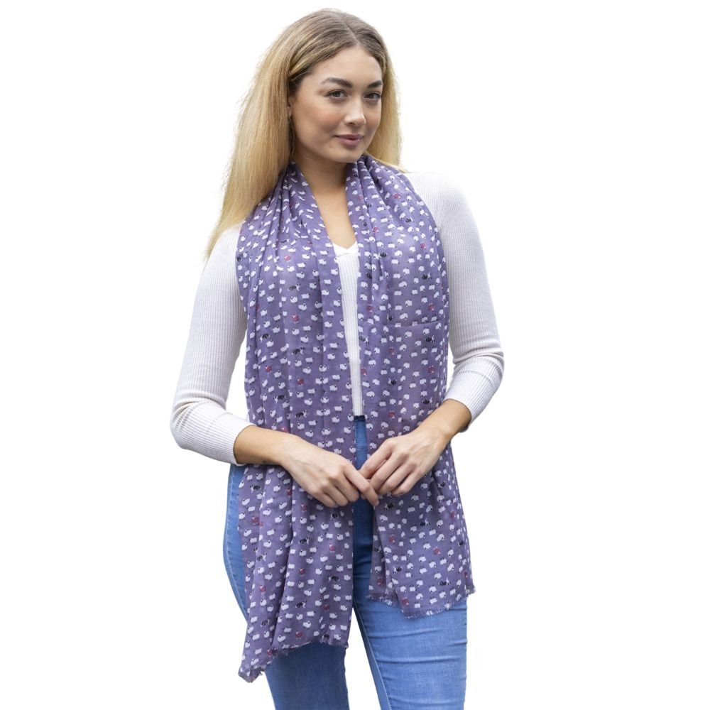 Mini Sheep And Dog Scarf - Grape - The Celtic Gift Store - Scarves