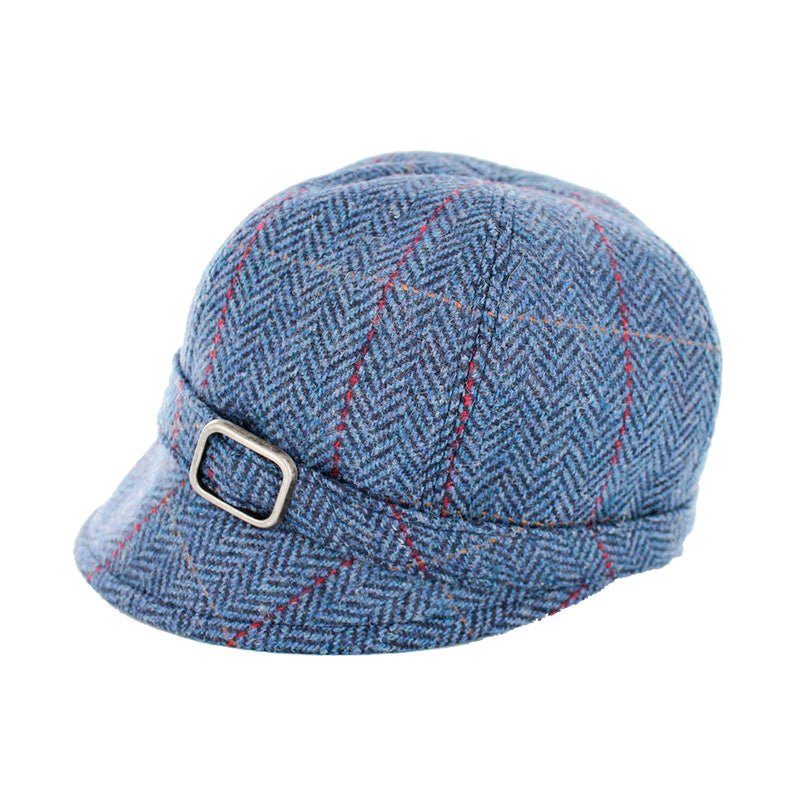 Mucros Weaver Deep Blue Check Tweed Flapper Cap 110 - The Celtic Gift Store - Hats