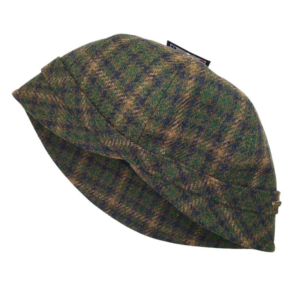 Mucros Weaver Green and Blue Check Tweed Flapper Cap 37 by Mucros Weavers - Hats