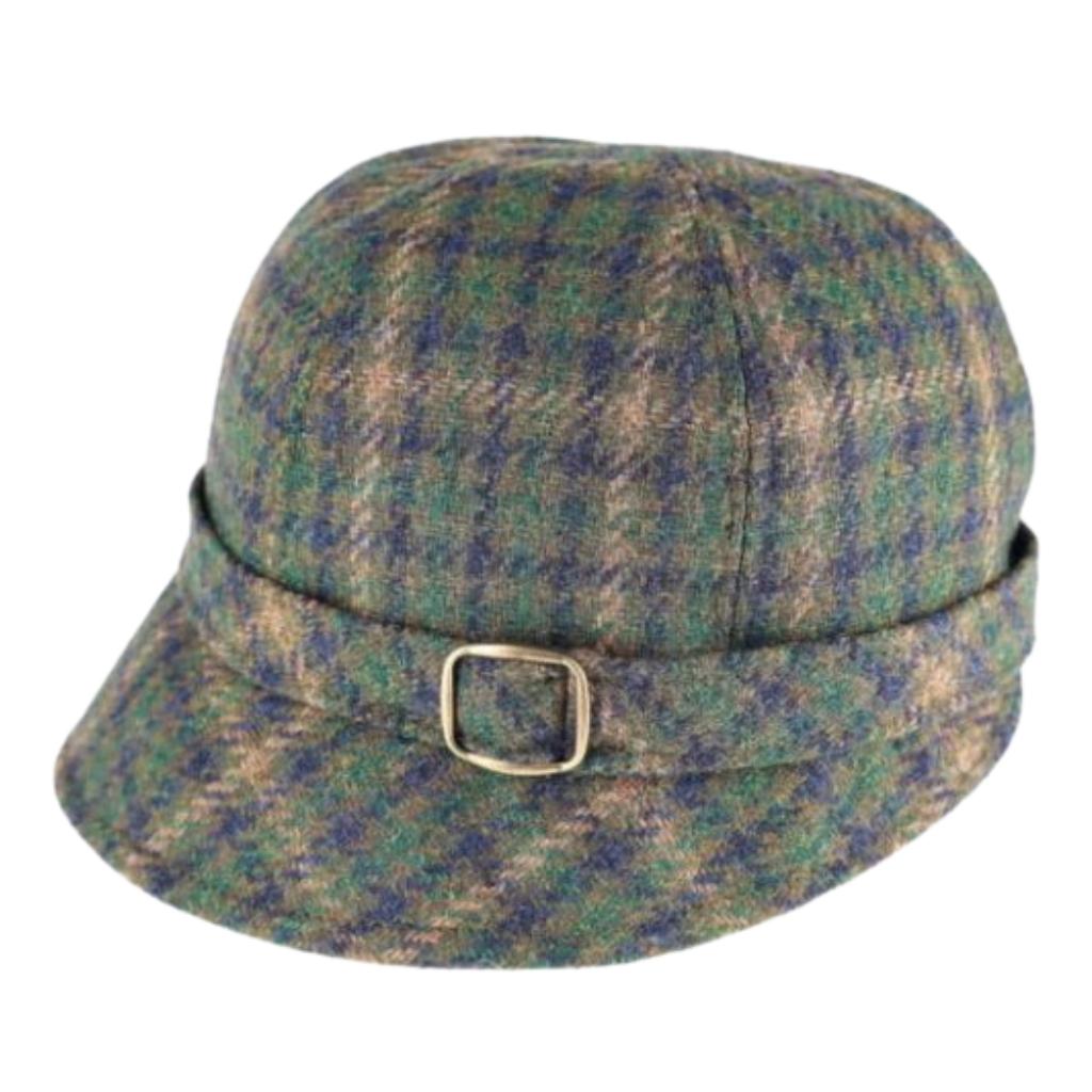 Mucros Weaver Green and Blue Check Tweed Flapper Cap 37
