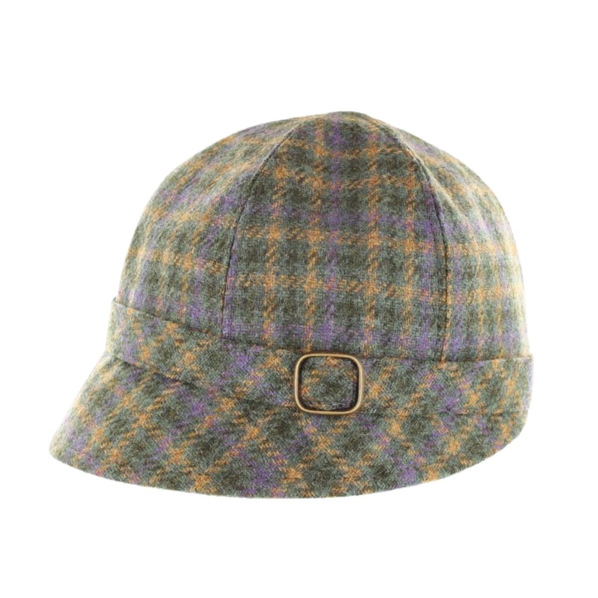 Mucros Weaver Yellow and Purple Check Tweed Flapper Cap 471