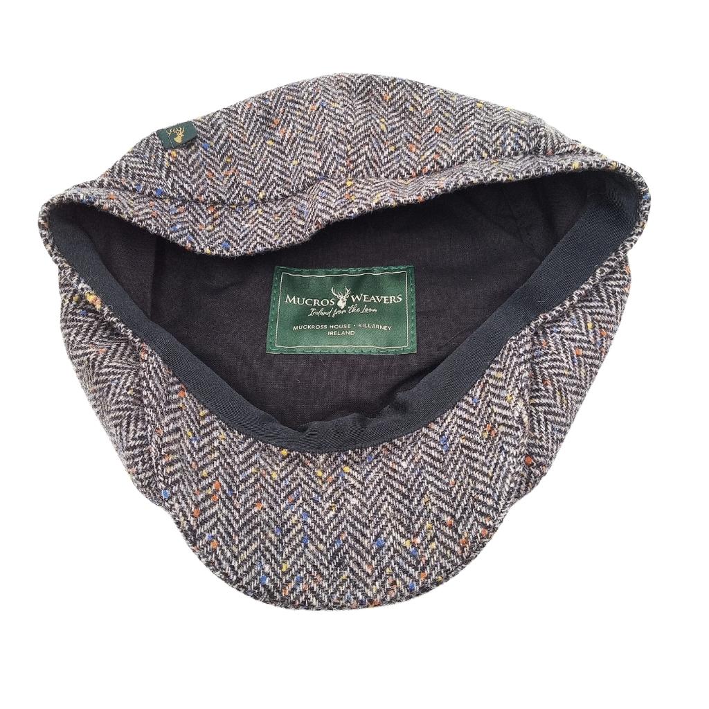 Mucros Weavers Black and White Herringbone Tweed Driving Cap 1 by Mucros Weavers - Hats