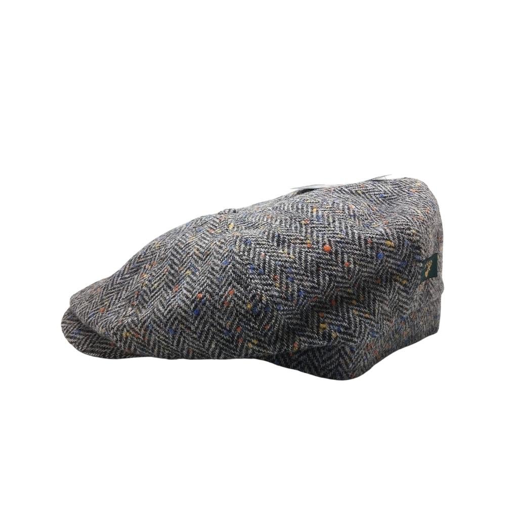 Mucros Weavers Black and White Herringbone Tweed Driving Cap 1 by Mucros Weavers - Hats