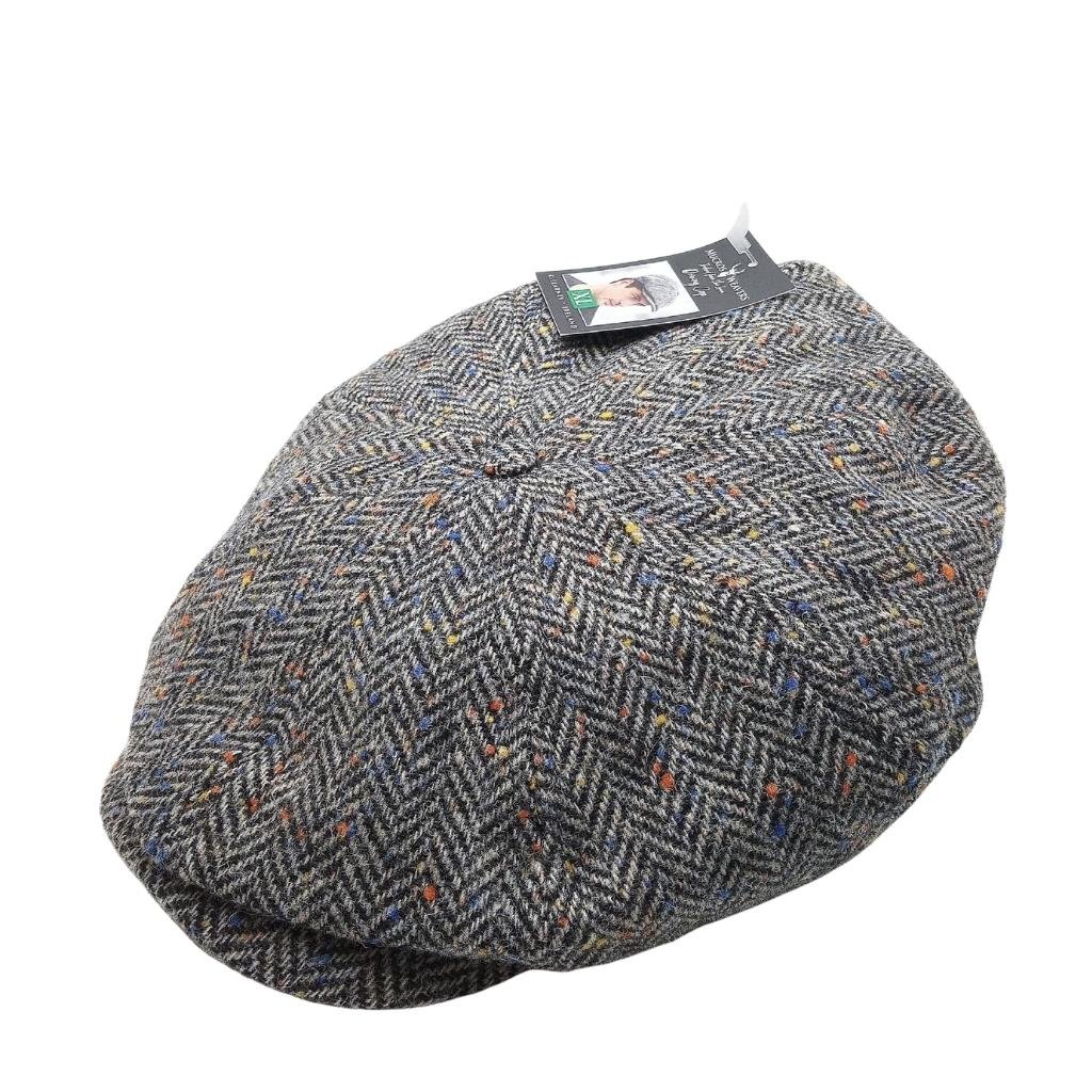 Mucros Weavers Black and White Herringbone Tweed Driving Cap 1 by Mucros Weavers - Hats