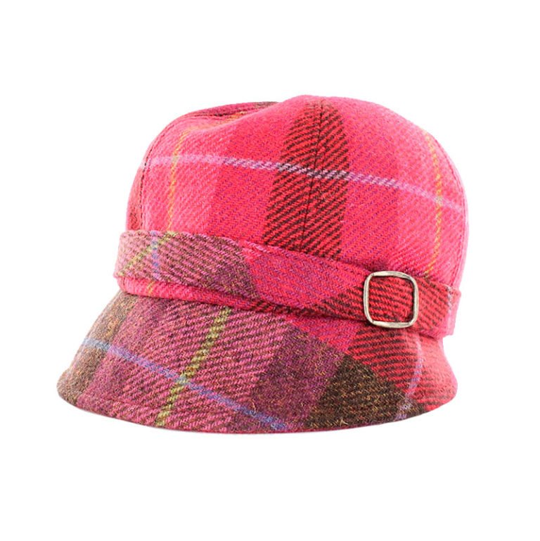 Mucros Weavers Bright Pink Tartan Tweed Flapper Cap 223 - The Celtic Gift Store - Hats